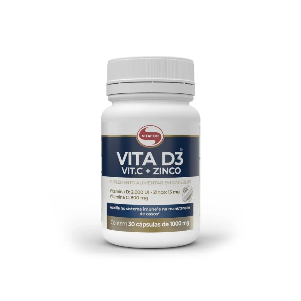 Vitamina D3 com Vit. C e Zinco 30 Cápsulas. Vitafor