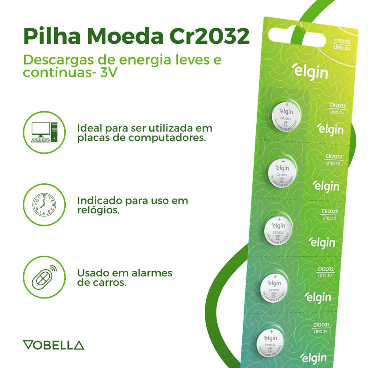 Kit 5 Baterias Pilha Cr2032 10 Baterias Pilhas Lr41 Elgin