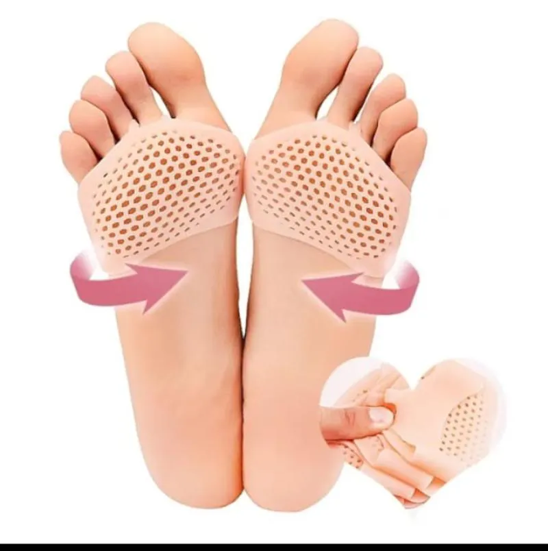 Kit Par Meia Palmilha Ortopédica Protetor para Os Pés Almofada Silicone Gel Tiptoe