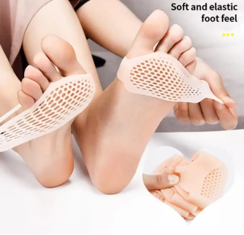 Kit Par Meia Palmilha Ortopédica Protetor para Os Pés Almofada Silicone Gel Tiptoe