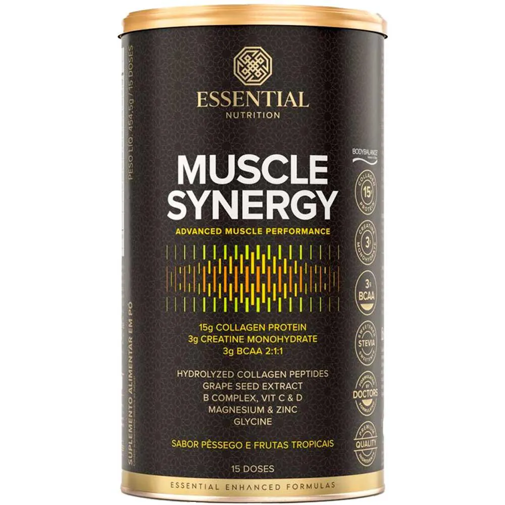 Muscle Synergy Colageno + Creatina - 454,5g - Pêssego e Frutas Tropicais - Essential Nutrition