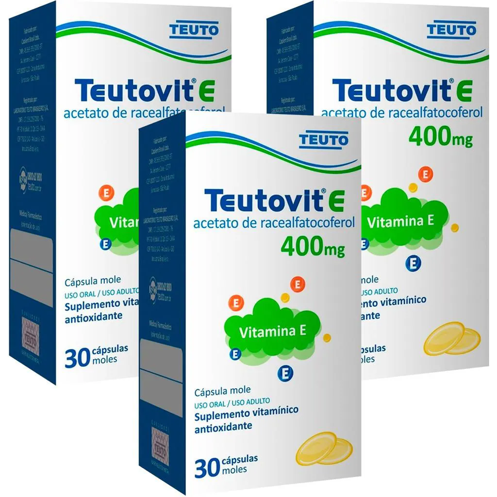 Vitamina e Teutovit 400 Mg com 30 cápsulas Gelatinosas Kit 3