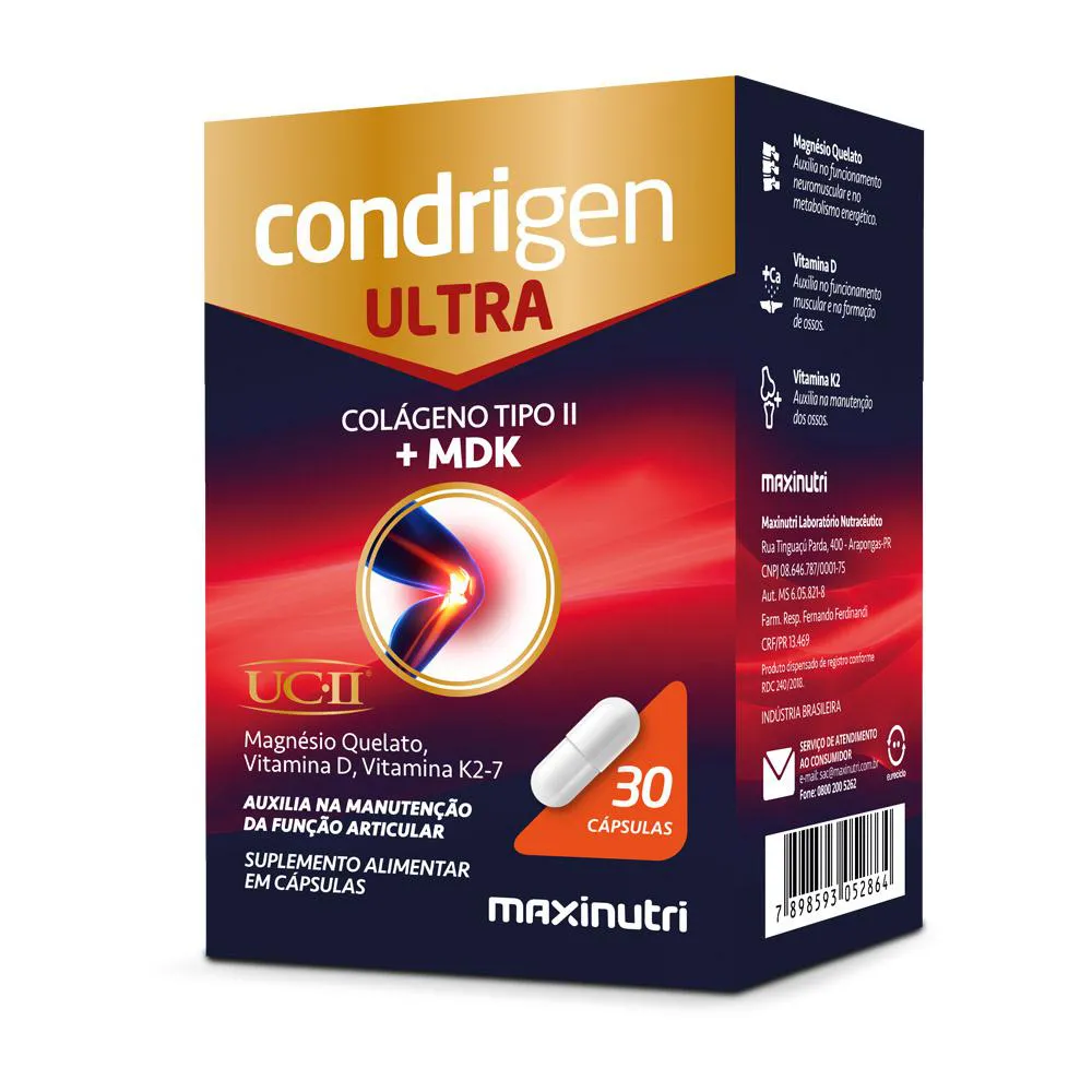 CONDRIGEN ULTRA COLáGENO 2 UCII + MAGNéSIO QUELATO VITAMINA K2-7 30 CáPS MAXINUTRI
