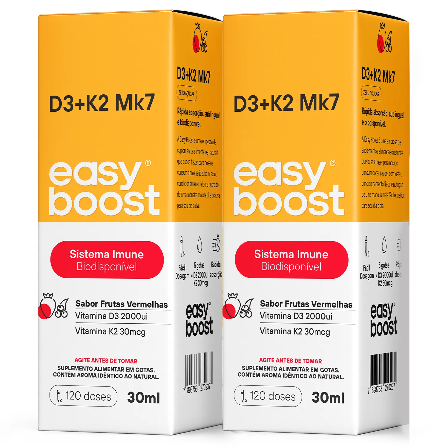 Vitamina D3 2000ui K2 Mk7 30mcg Easy Boost 60ml Kit 2x
