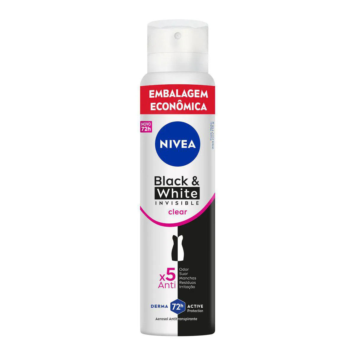 Desodorante Antitranspirante Aerosol Nivea Invisible Black & White Clear Feminino 48h 200ml