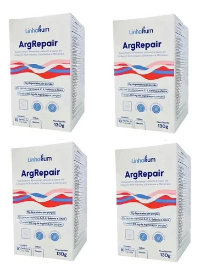 Kit 4 Cx Argrepair Suplemento Cicatrização Pós Op Linhahum Neutro