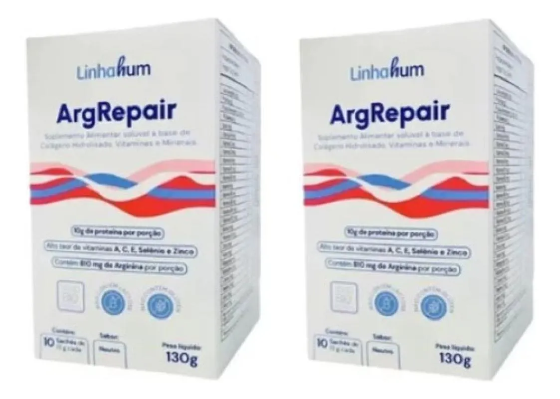 Kit 2 Cx Argrepair Suplemento Cicatrização Pós Op Linhahum 130g Branco Neutro