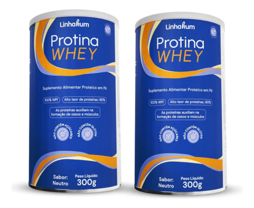 2un Protina Whey Suplem 100% Proteina Isolada Leite Linhahum Neutro