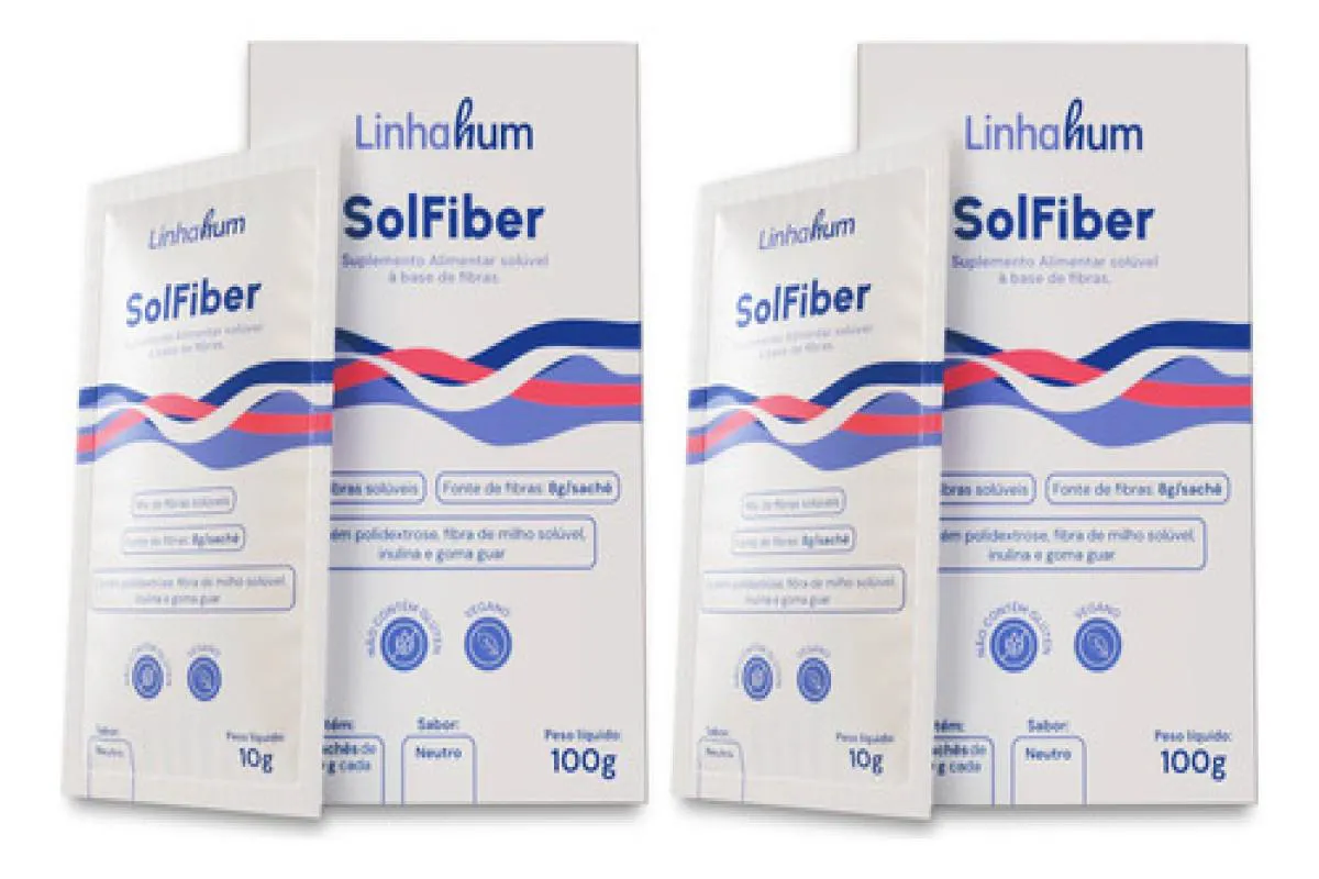 2cx Solfiber Suplemento Mix Fibras Sachê Fiber 100g Linhahum Branco Neutro