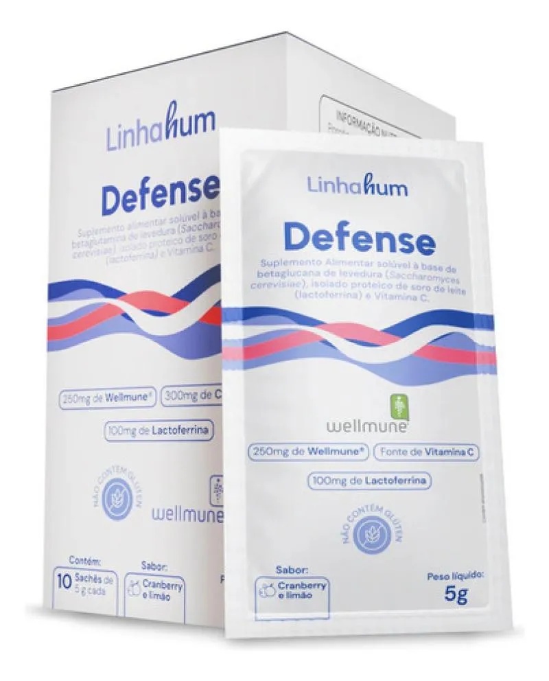 Suplemento Defense Imunoestimulante para Imunidade Linhahum 5g Branco Cranberry e Limão