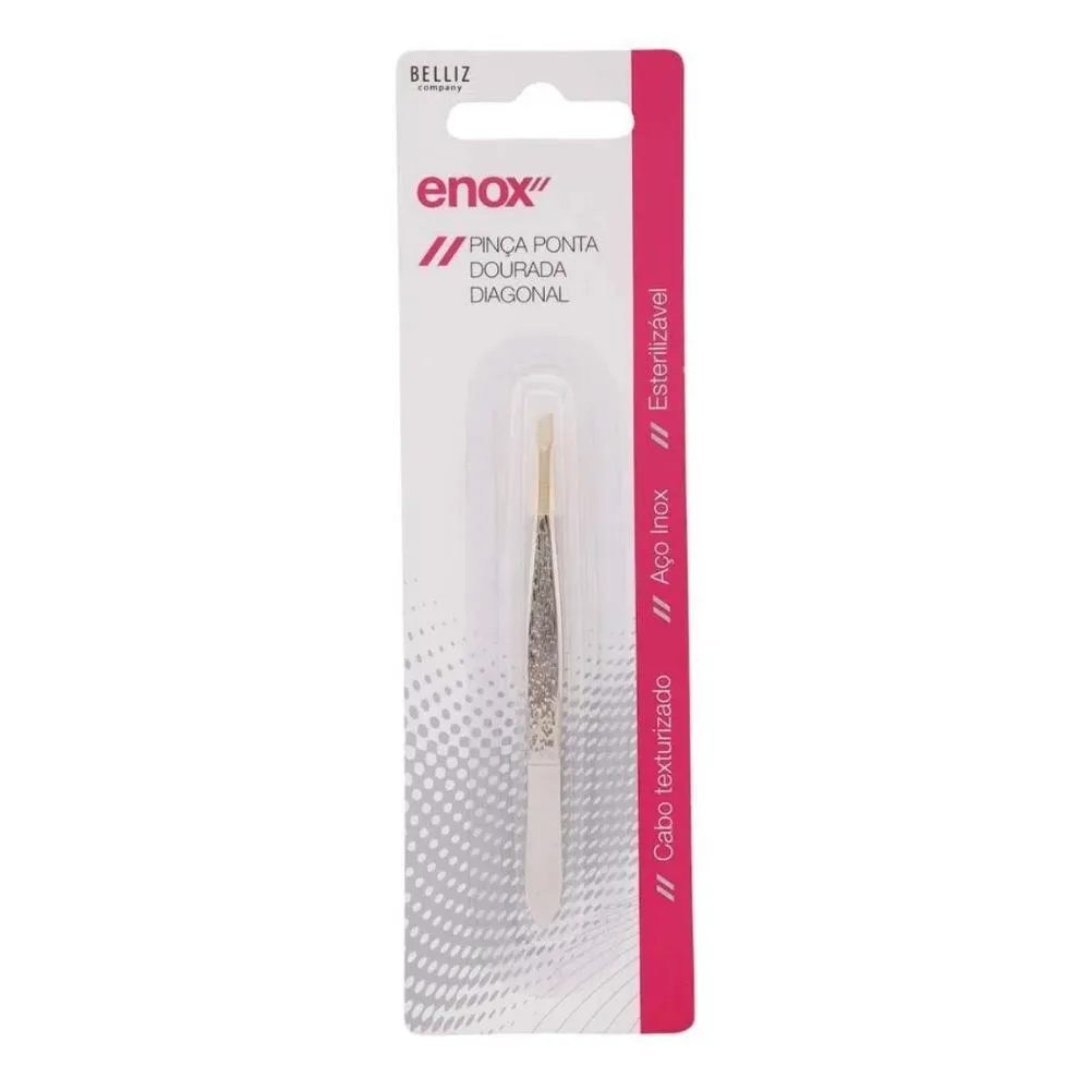 Kit Pinças Belliz Enox Ponta Dourada Diagonal Cod.1707 C/3
