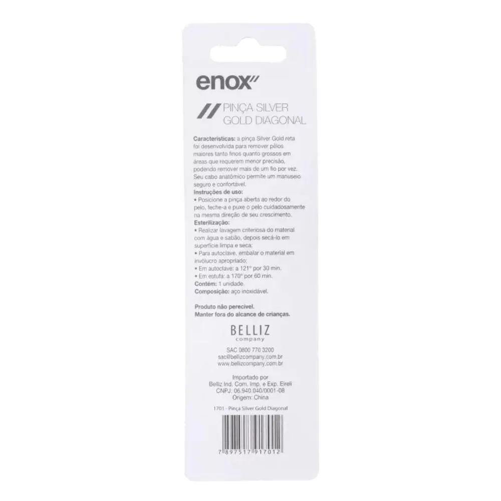 Kit Pinças Silver Gold Enox Belliz Diagonal Ref. 1701 C/3