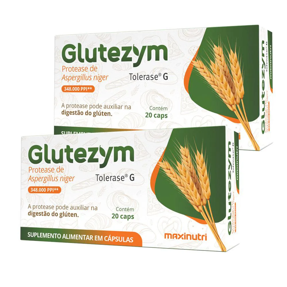 KIT 2 GLUTEZYM AUXILIA NA INTOLERâNCIA AO GLúTEN NãO CELíACA 20 CáPS MAXINUTRI