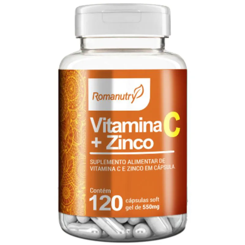Vitamina C + Zinco 500mg 120 cápsula - Romanutry