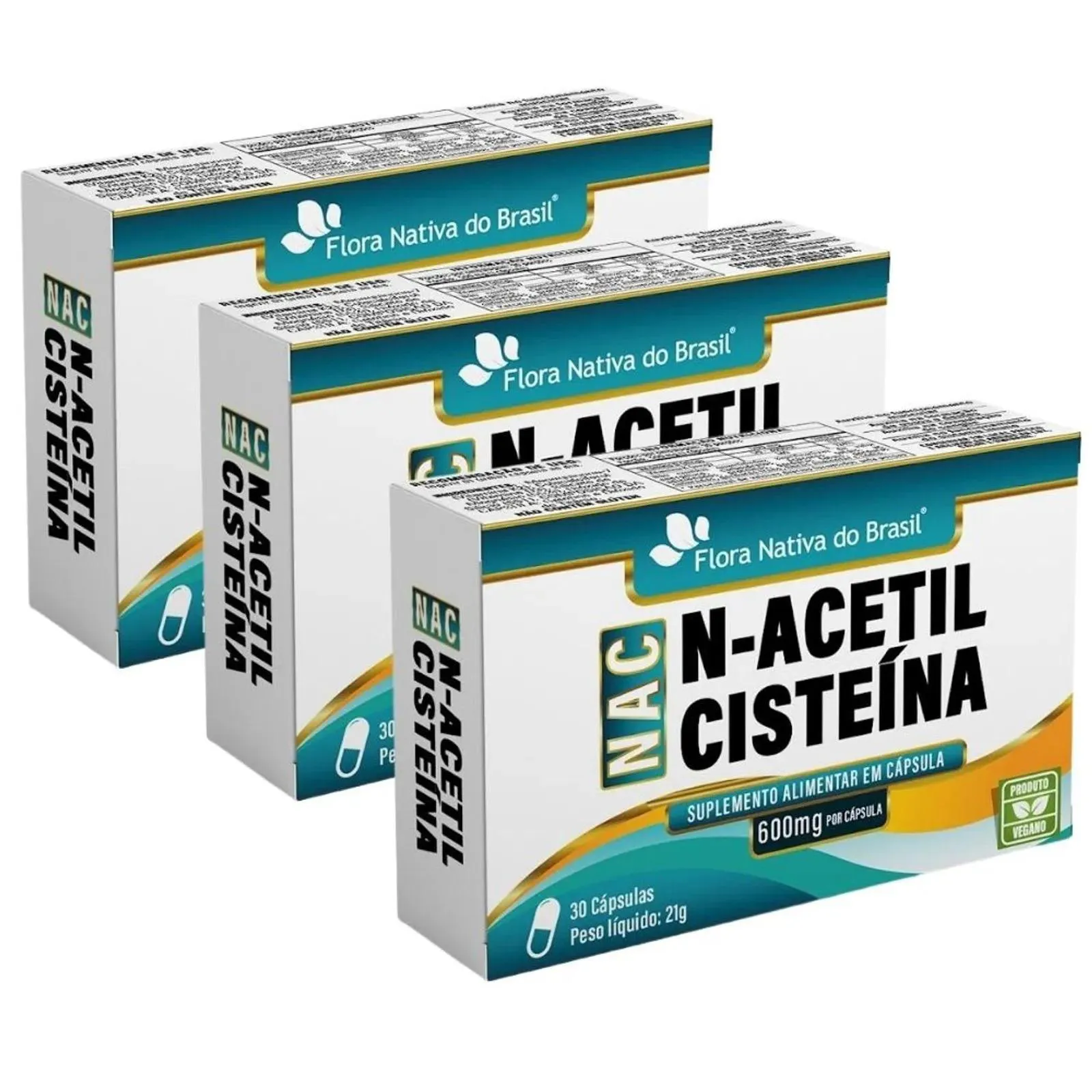 Kit 3x Nac (acetilcisteina) 600mg 30 cápsulas - Flora Nativa