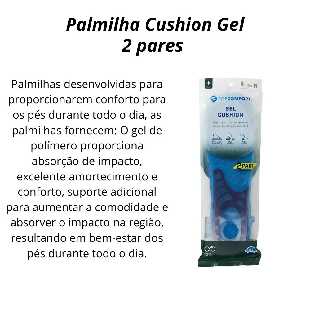Palmilha Sofcomfort Cushioning Gel (2 Pares) Masculino 39 a 44 Chantal