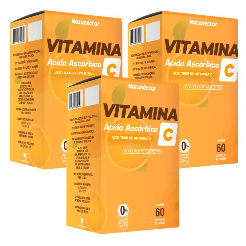 KIT VITAMINA C NATUNéCTAR 500MG - 3 UNID (180 CáPSULAS)