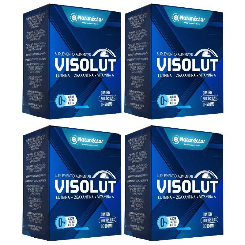 Kit Visolut 500mg (luteína + Zeaxantina + Vitamina A) – 4 Unid (240 Cápsulas)