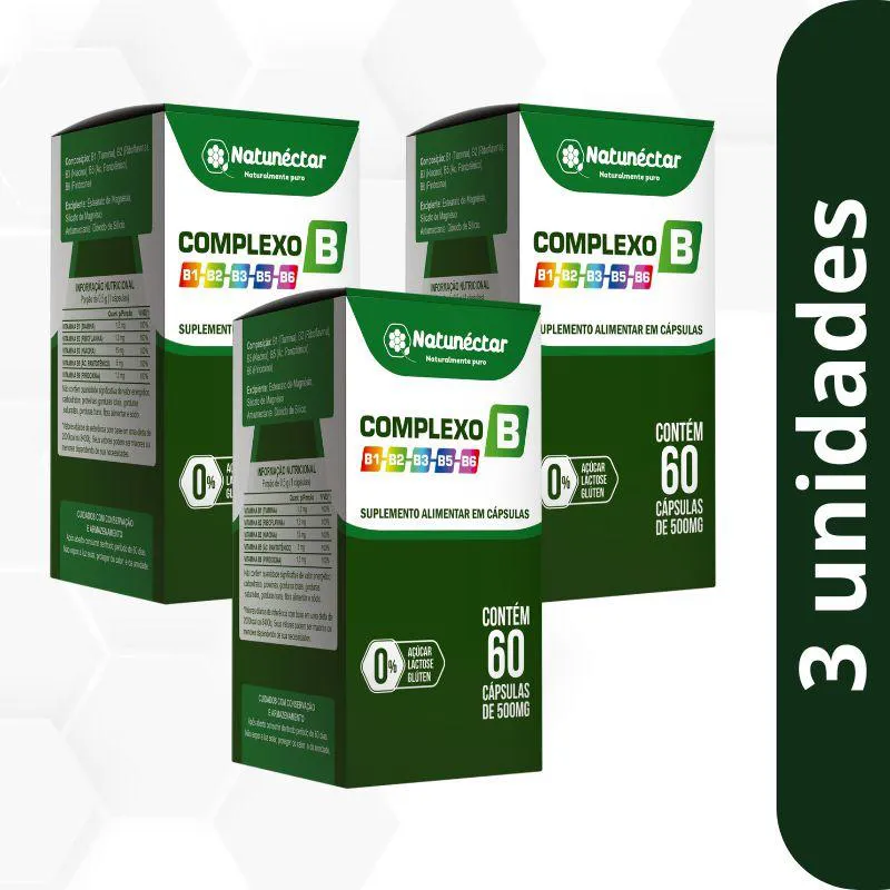 Kit Complexo B Natunéctar 500mg - 3 Unid (180 Cápsulas)