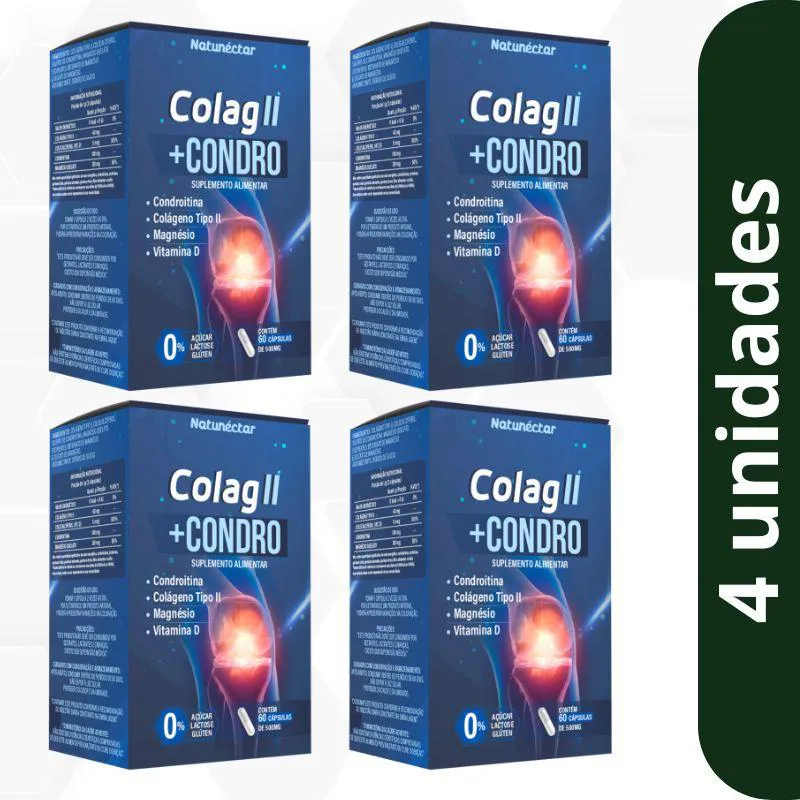 Kit Colágeno Tipo Ii + Condro 500mg Natunéctar - 4 Unid (240 Cápsulas)