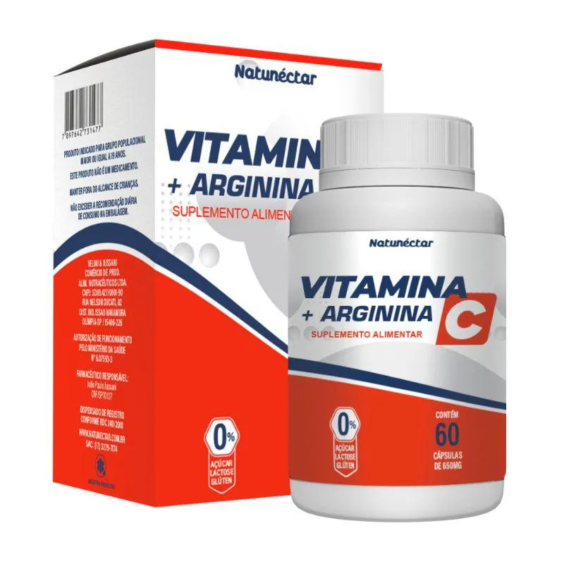 VITAMINA C + ARGININA FORTALECEDOR IMUNOLóGICO NATUNéCTAR 650MG - 60 CáPSULAS
