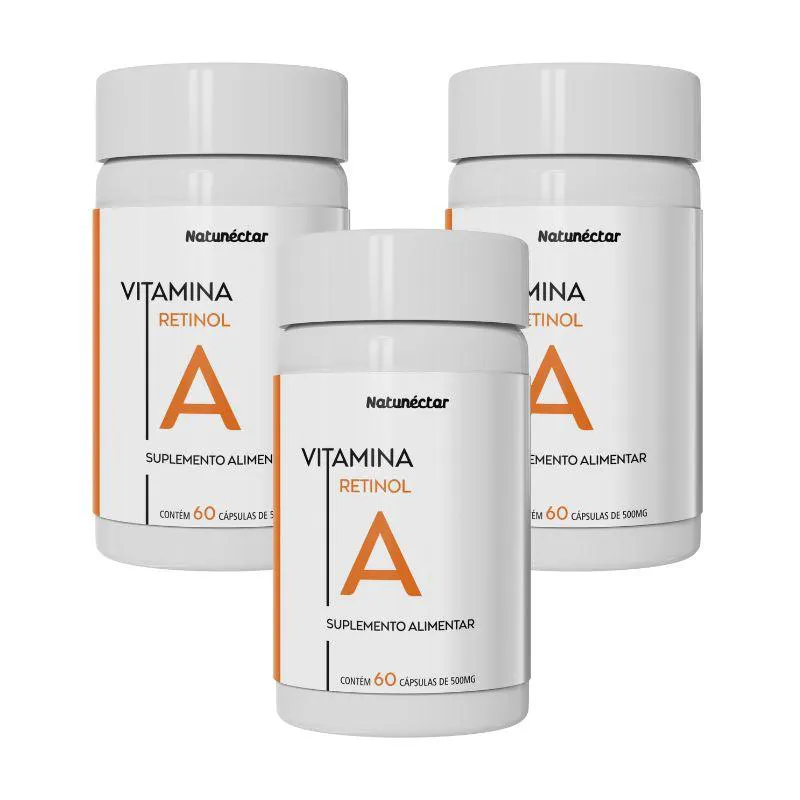 Kit Vitamina A (acetato de Retinol) 8.000 Ui 500mg Natunectar - 3 Unid (180 Cápsulas)