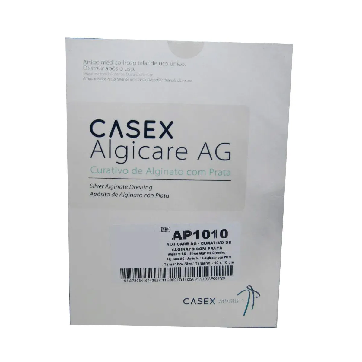 Curativo Alginato com Prata Algicare AG 10 x 10cm Casex