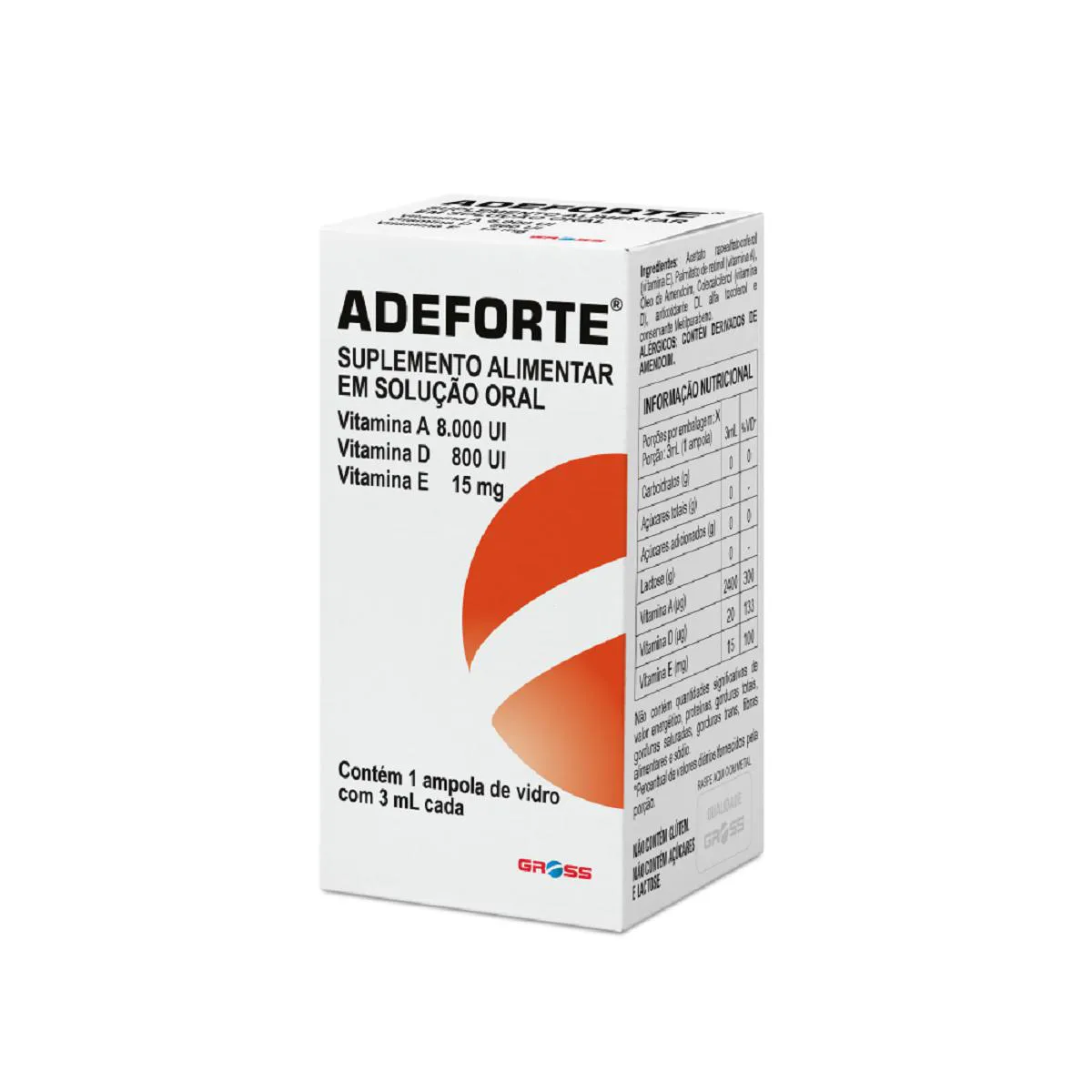 Suplemento Alimentar Adeforte 1 Ampola de 3ml - Gross