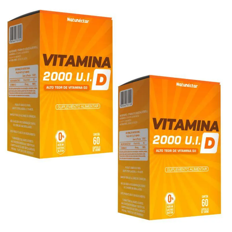 Kit Vitamina D 2000 U.i Natunectar 500mg - 2 Unid. (120 Cápsulas)