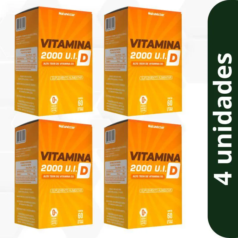 Kit Vitamina D 2000 U.i Natunectar 500mg - 4 Unid. (240 Cápsulas)