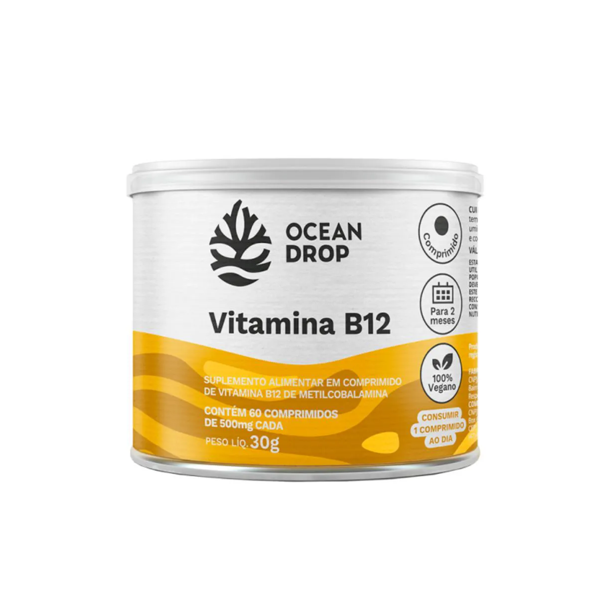 Vitamina B12 9,64mg Ocean Drop 60 Tabletes sem Sabor
