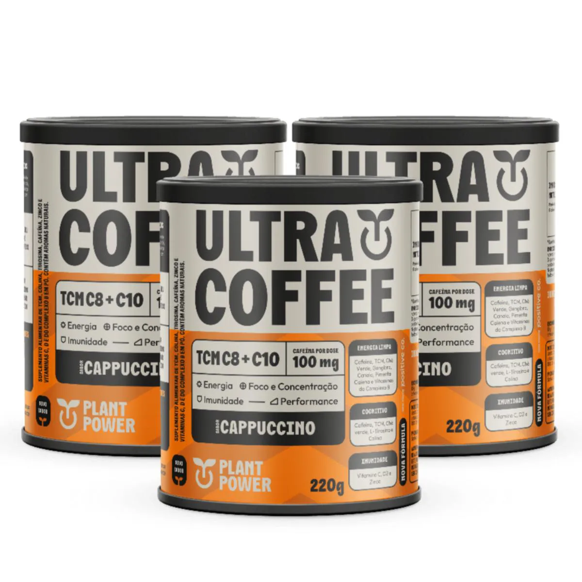3x Ultra Coffee Plant Power Cappuccino 220g