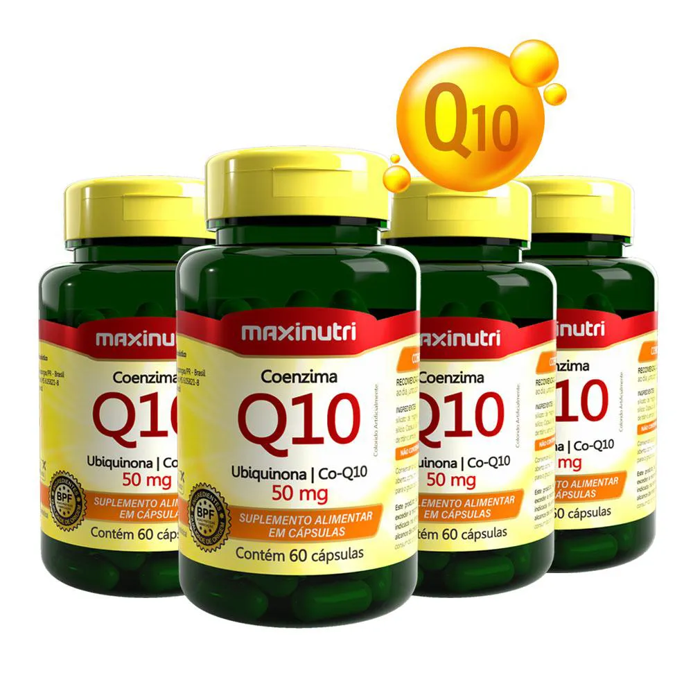 Kit 4 Coenzima Q10 Ubiquinona 50mg 60 Cápsulas Maxinutri