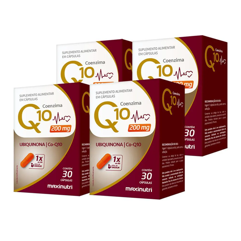 Kit 4 Coenzima Q10 Gold Ubiquinona 200mg 30 cápsulas Maxinutri