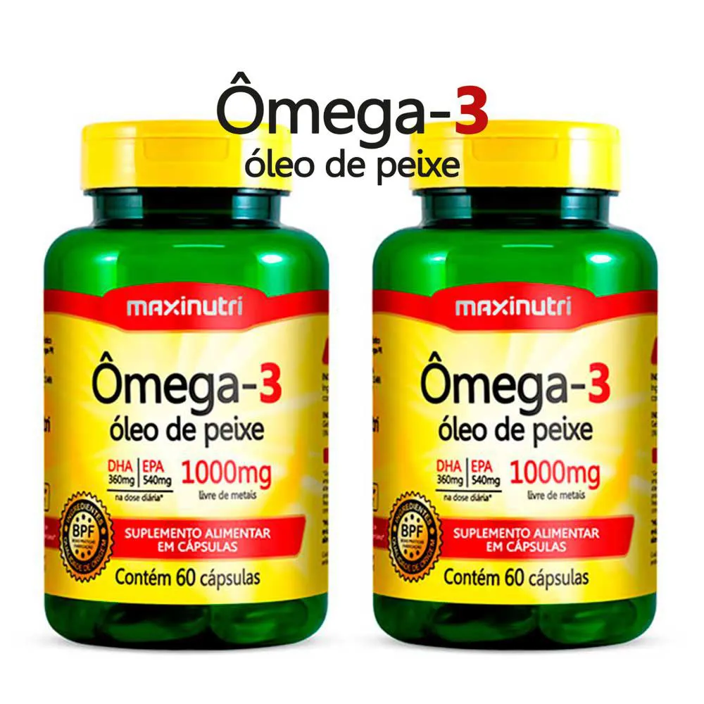 Kit 2 Omega 3 Óleo de Peixe Epa Dha 60 cápsulas 1000mg Maxinutri
