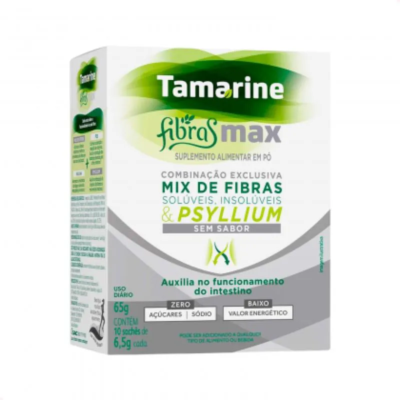 TAMARINE FIBRAS MAX EM Pó SEM SABOR 10 SACHêS COM 6,5G CADA