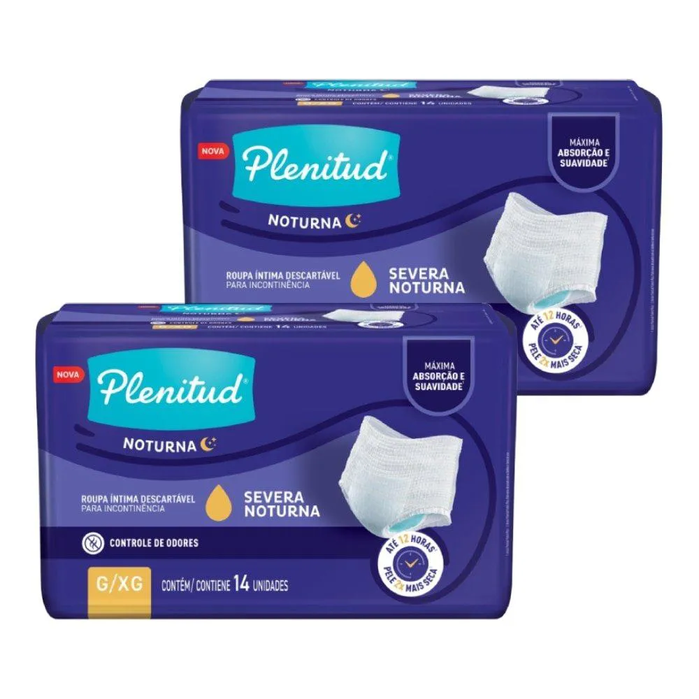 Roupa Íntima Plenitud Noturna G/xg - 2 Pacotes com 14 Fraldas - Total 28 Tiras