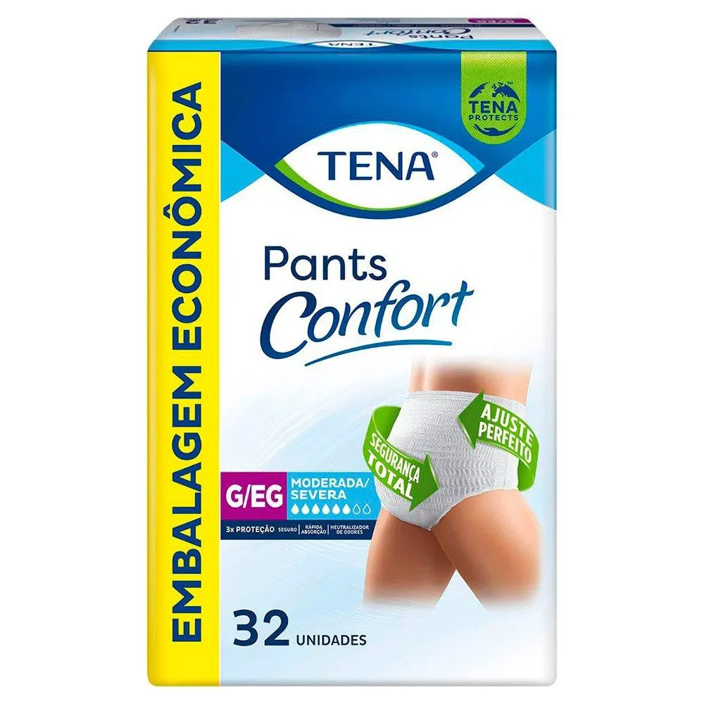 Fraldas Tena Pants Confort G/eg - 3 Pacotes C/ 32 Fraldas