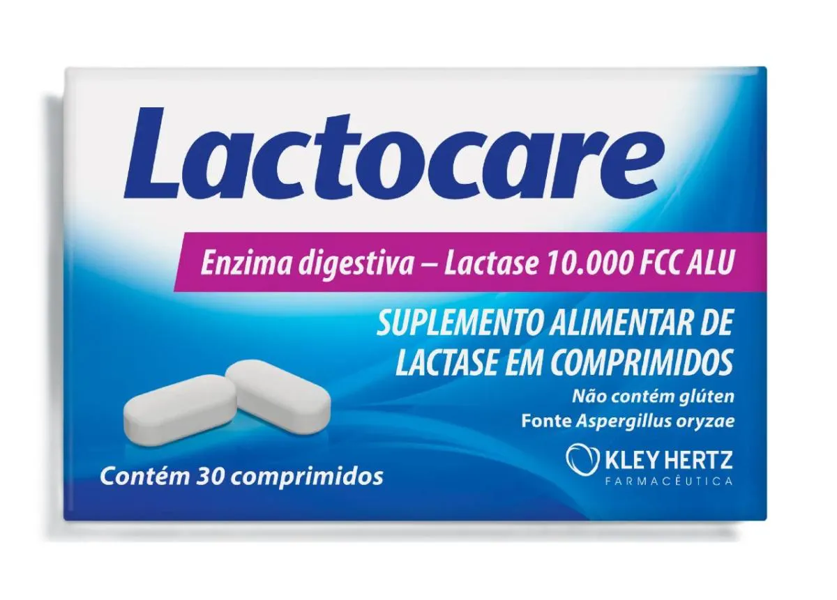 Lactocare Enzima Digestiva Suplemento de Lactase 30 comprimidos 10.000 Fcc Alu - Kley Hertz