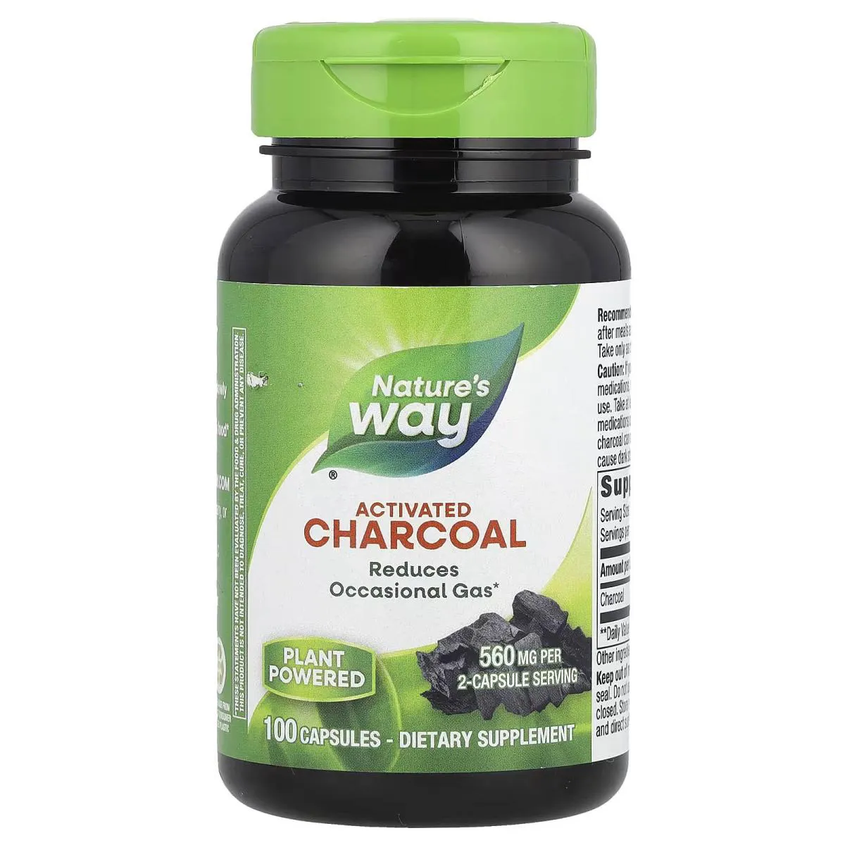 Carvão Vegetal Ativado 560mg 100 Capsulas - Nature's Way