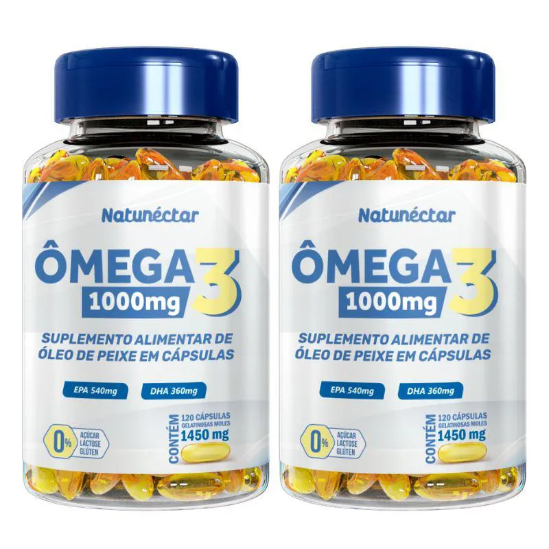 Kit Ômega 3 Suplemento Alimentar Óleo de Peixe Natunectar - 2 Unid (240 Cápsulas)