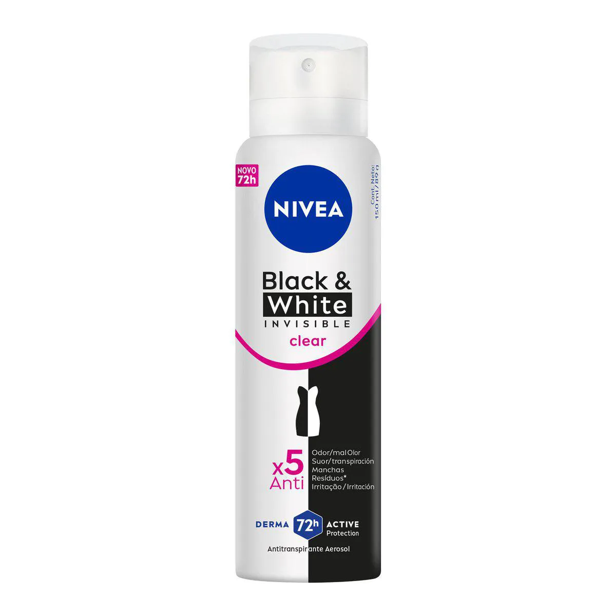 Desodorante Antitranspirante Aerosol Nivea Black & White Invisible Clear Feminino 72h 150ml