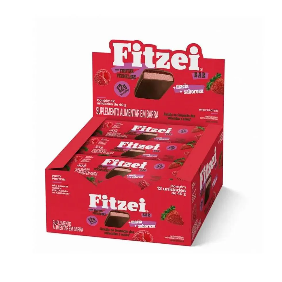 Fitzei Bar Display (12 unidades 40G) - Sabor: Frutas Vermelhas