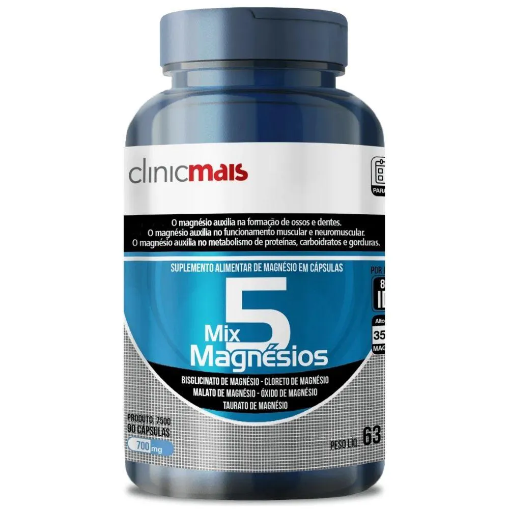 5 Mix Magnésios 90 cápsulas - Clinicmais