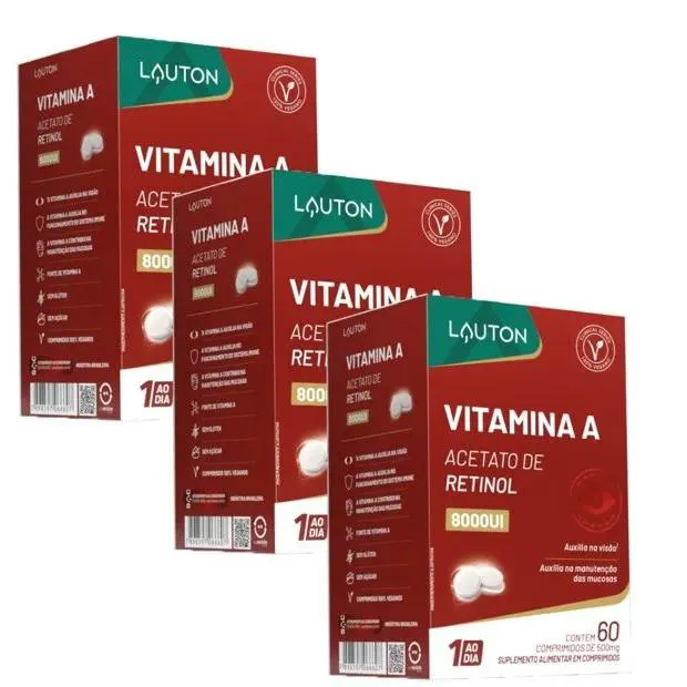 Kit 3x Vitamina a 8.000 Ui 60 comprimidos - Lauton
