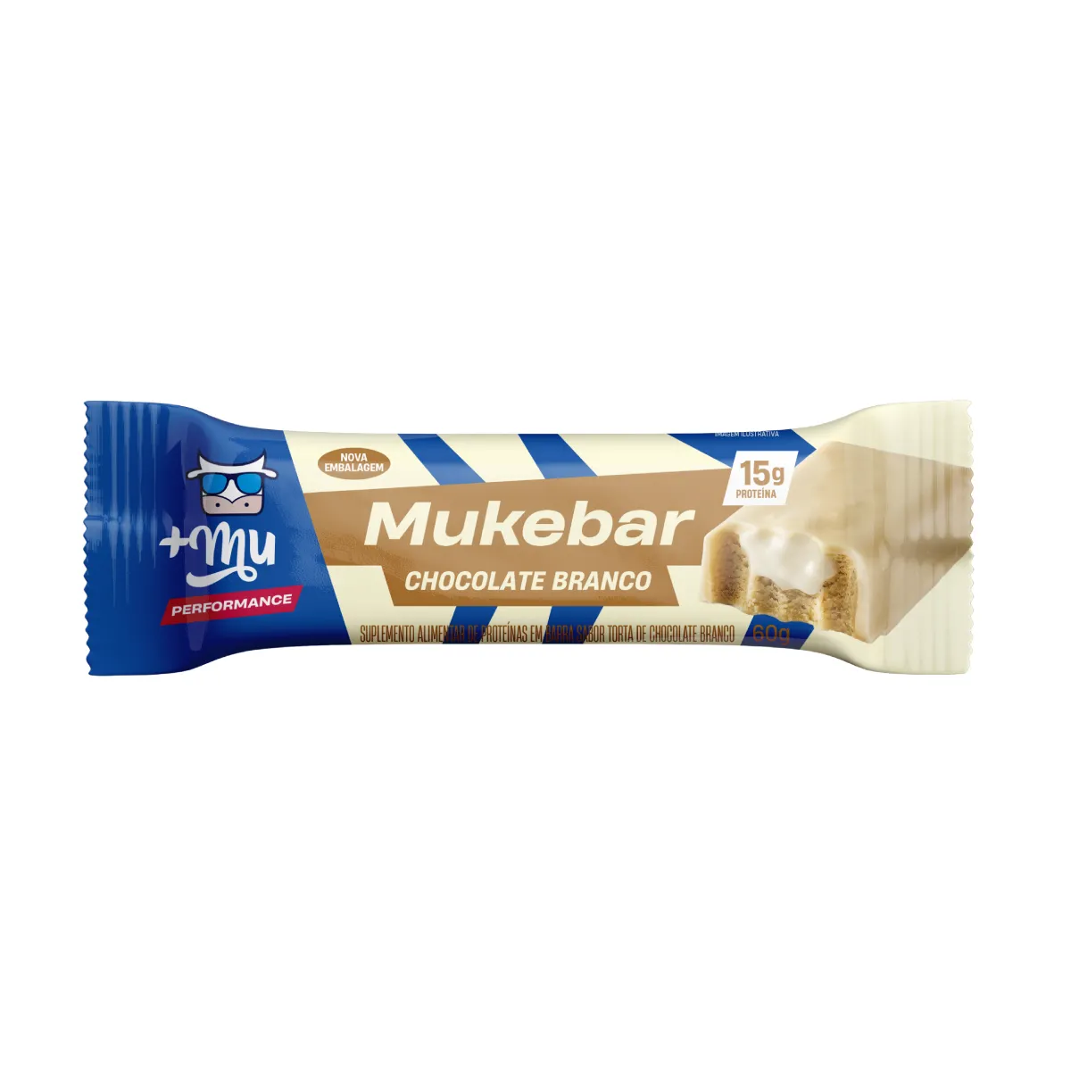 Barra de Proteína Mukebar +Mu Performance Chocolate Branco 60g