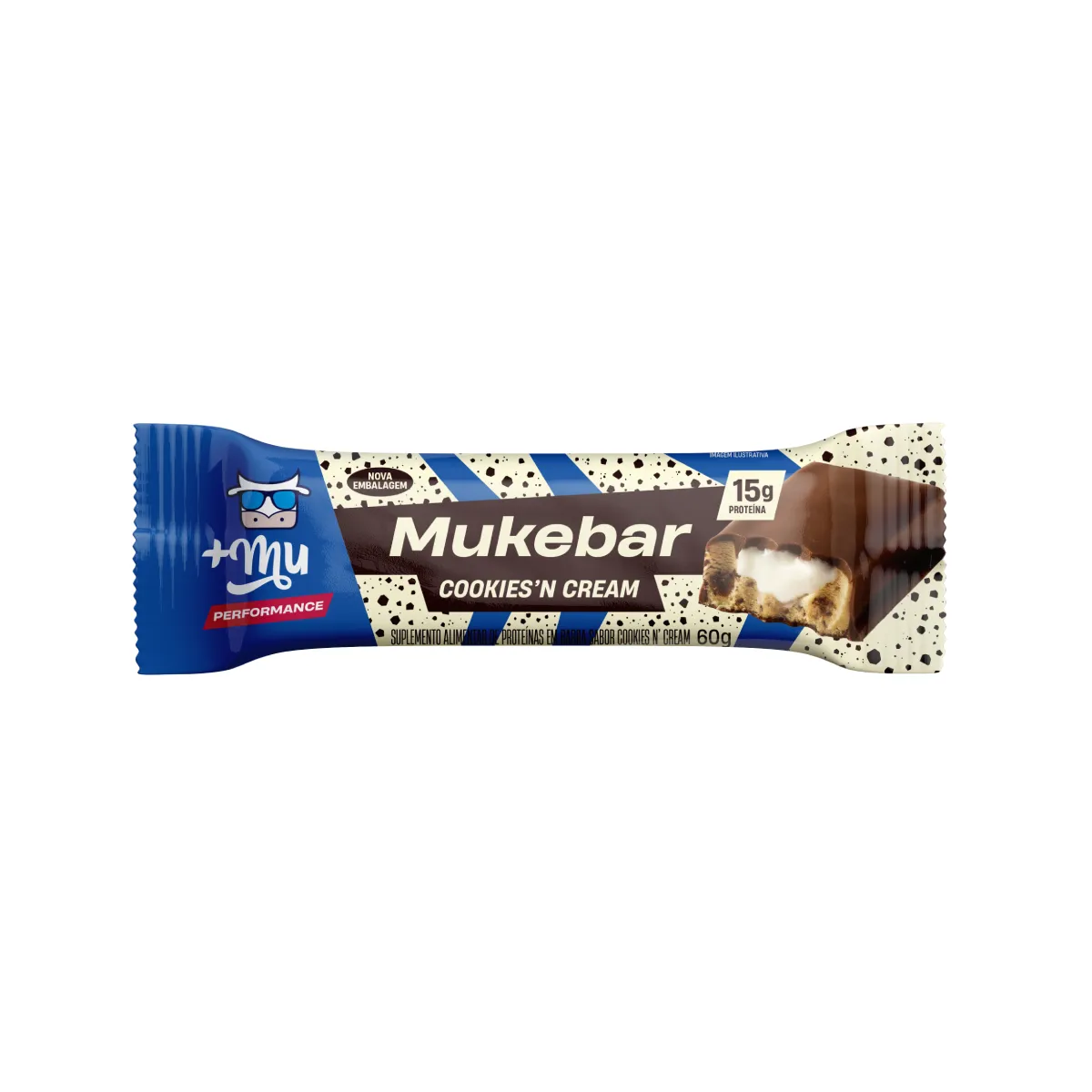 Barra de Proteína Mukebar +Mu Performance Cookes'n Cream 60g