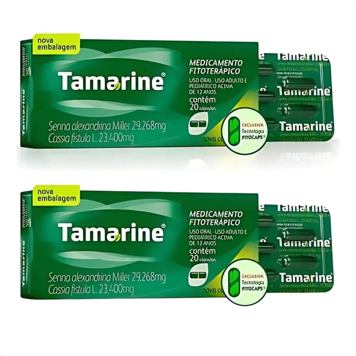 KIT COM 2 UNIDADES LAXANTE TAMARINE 12 MG COM 20 CáPSULAS CADA -  FITOTERáPICO