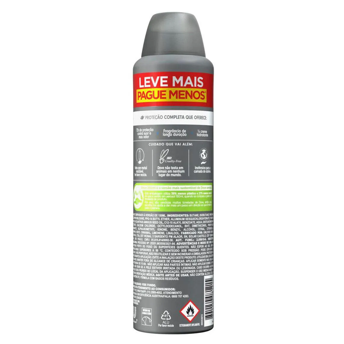 Desodorante Antitranspirante Aerosol Dove Men +Care Proteção Total 72h 250ml