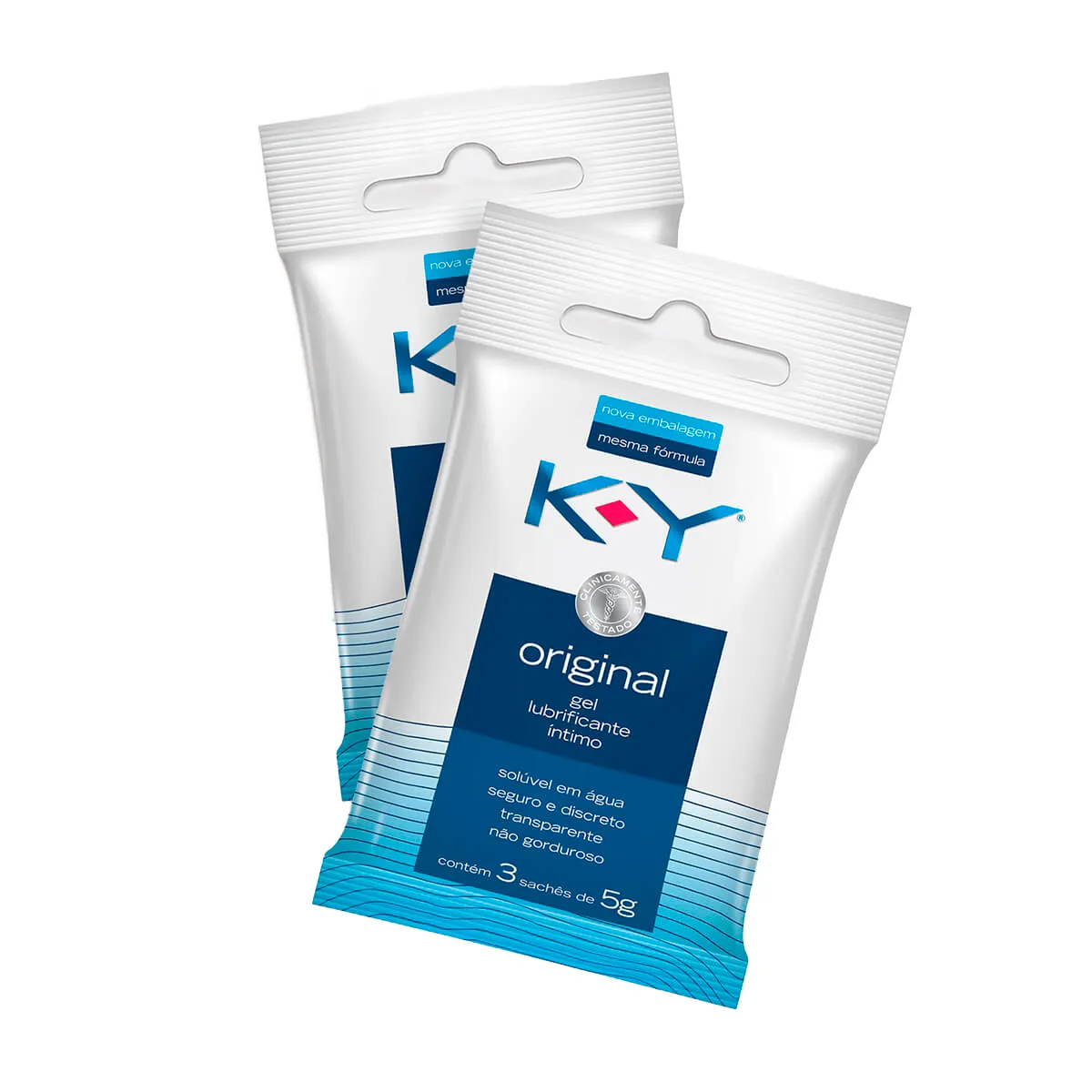 Gel Lubrificante Íntimo K-Y Original com 3 unidades de 5g cada